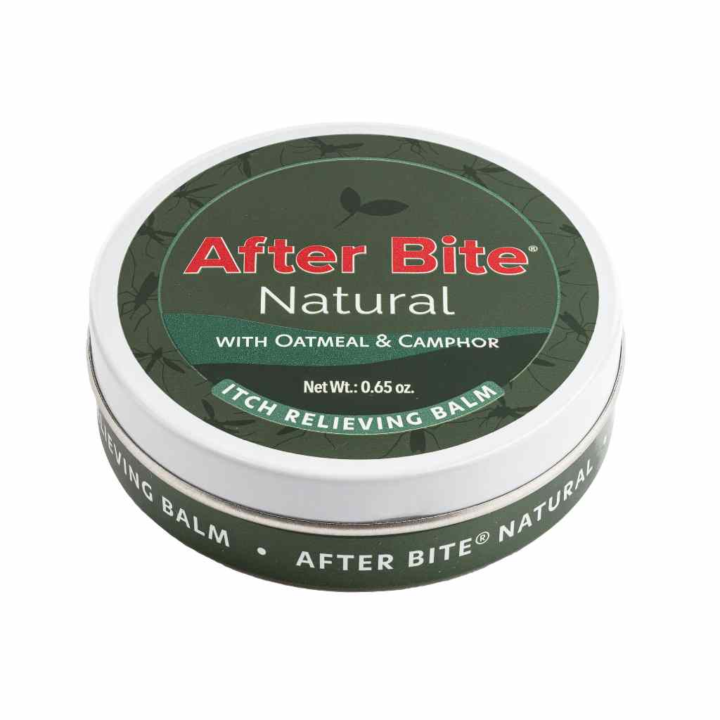 After Bite Natural with oatmeal and camphor itch relieving balm tin on white background